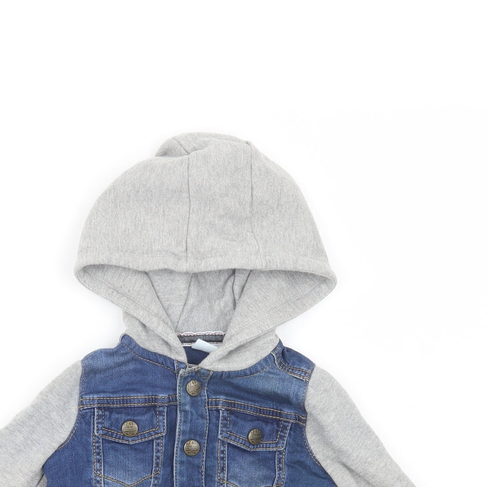 F&F Baby Blue Colourblock  Basic Jacket Jacket Size 18-24 Months   Snap