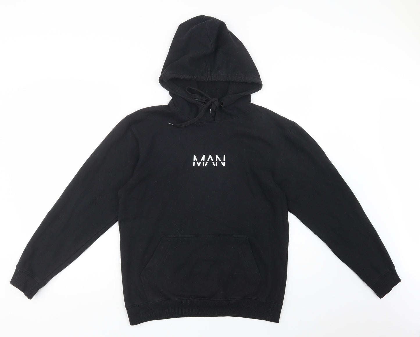 Boohoo Man Mens Black  Cotton Pullover Hoodie Size M