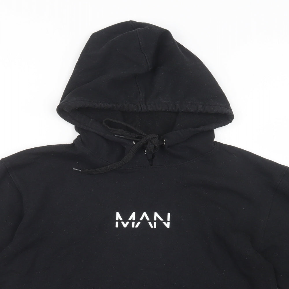 Boohoo Man Mens Black  Cotton Pullover Hoodie Size M