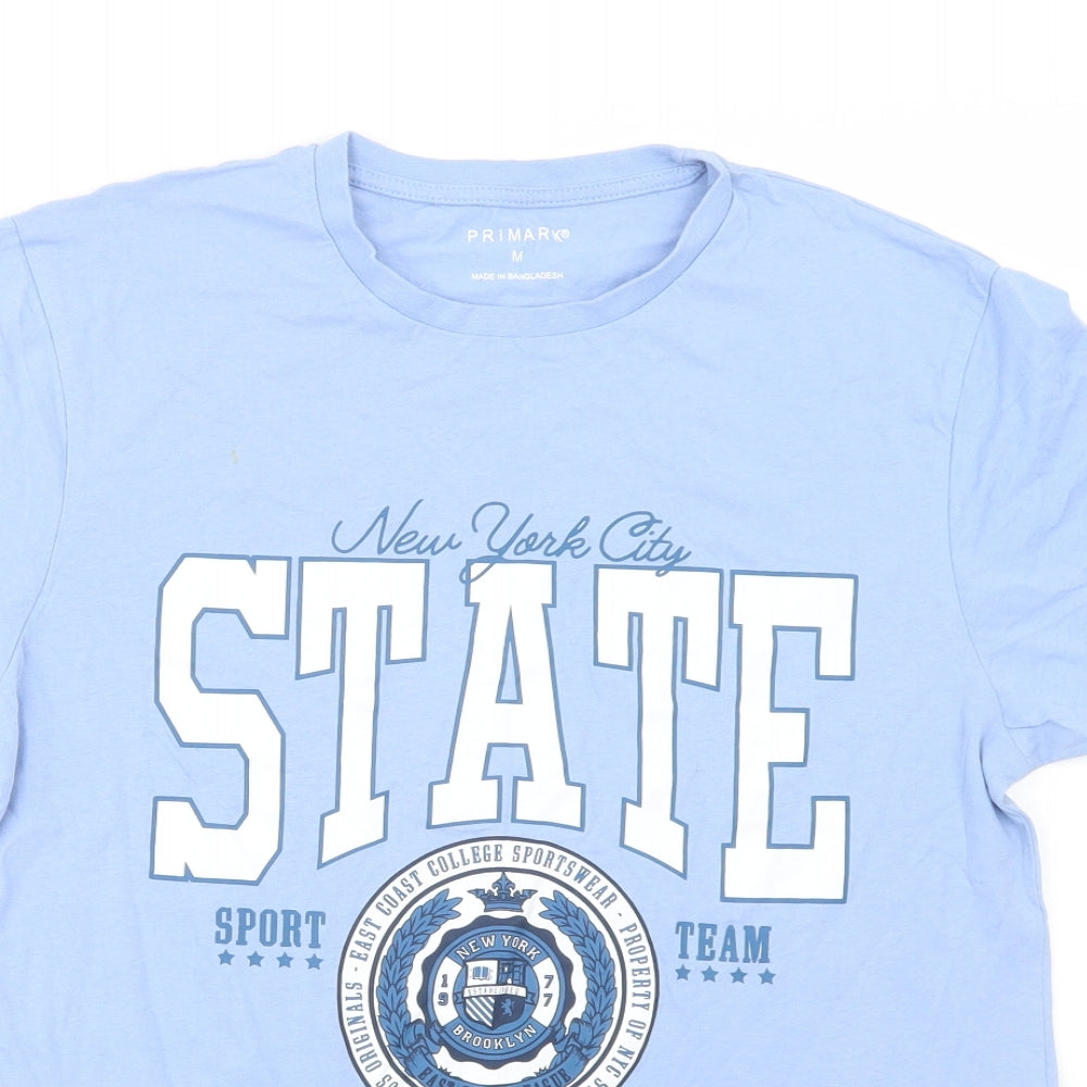 Primark Mens Blue  Cotton  T-Shirt Size M Crew Neck  - NYC