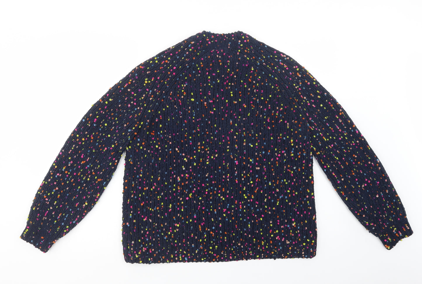 Marks and Spencer Womens Blue Crew Neck Polka Dot Polyester Pullover Jumper Size M