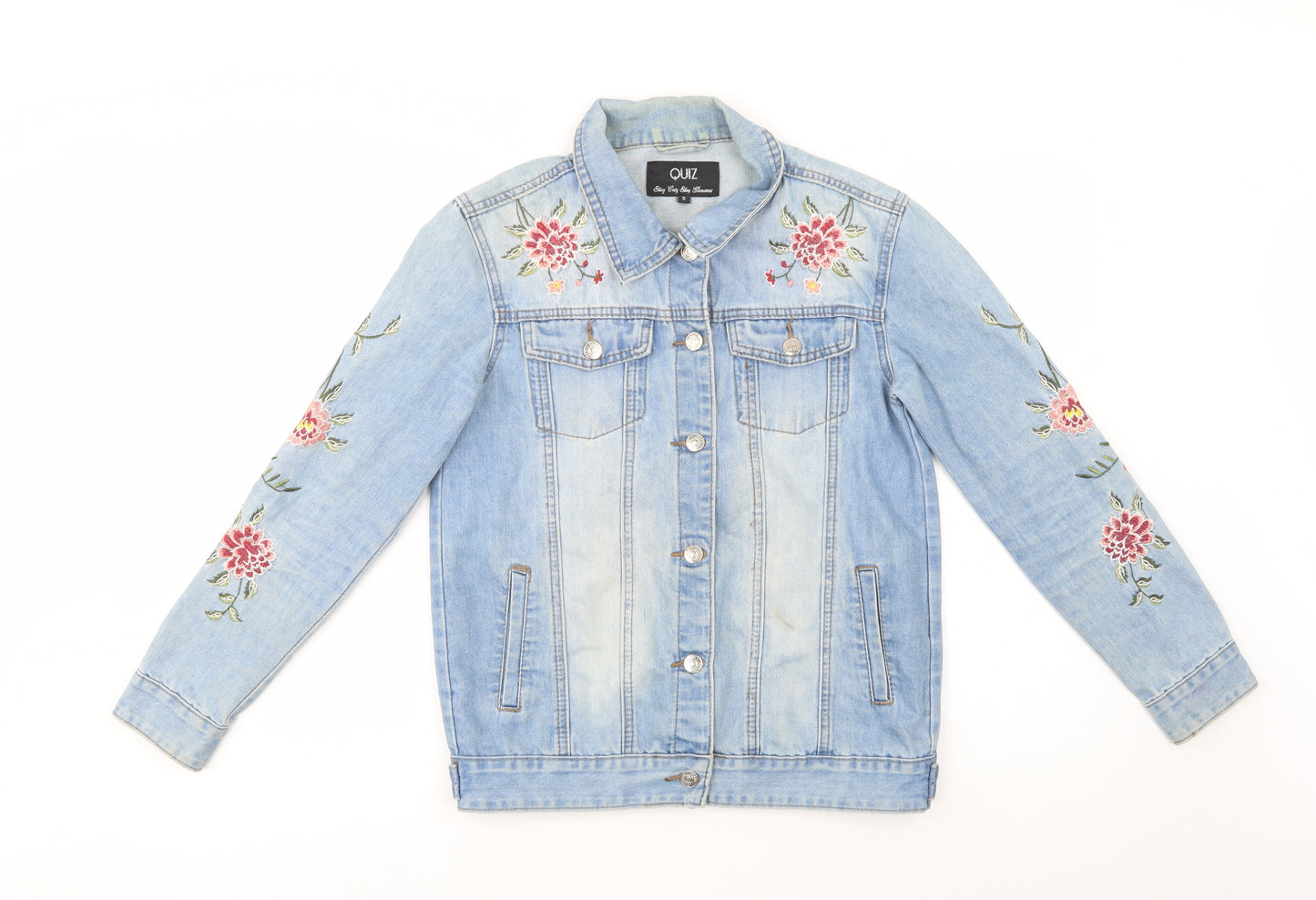 Quiz Womens Blue Floral  Jacket  Size S  Button