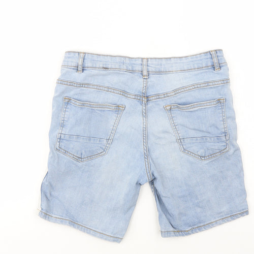 Brave Soul Mens Blue  Cotton Bermuda Shorts Size S L8 in Regular Button