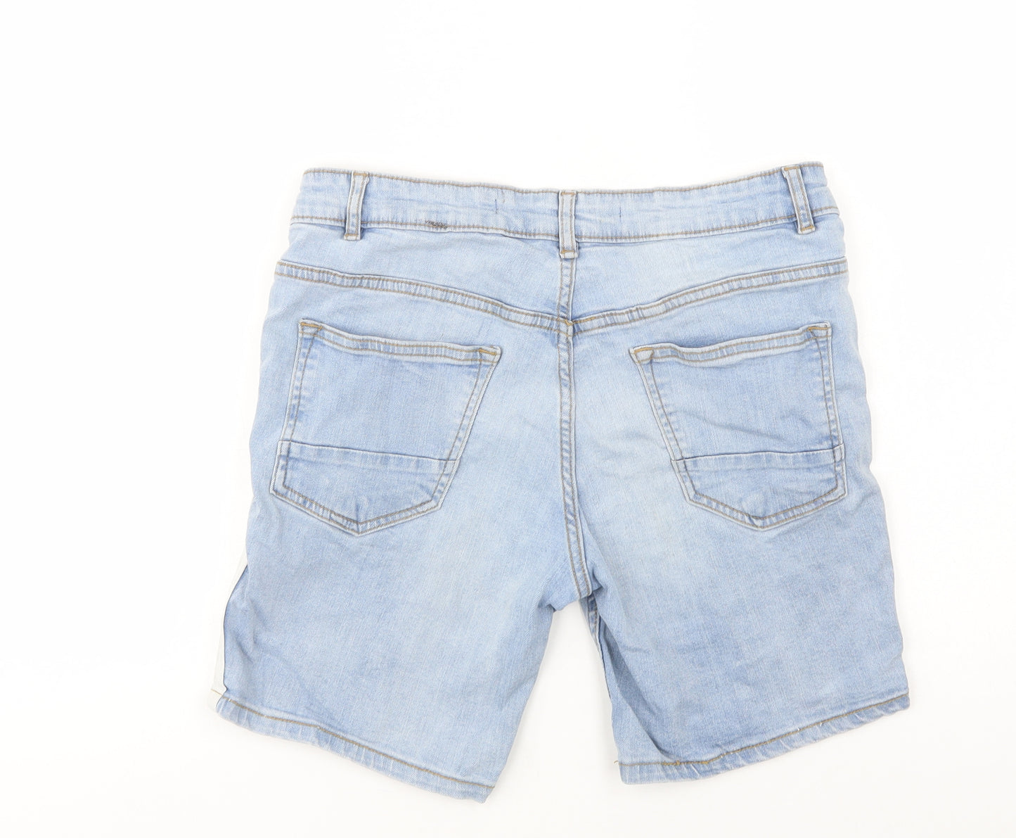 Brave Soul Mens Blue  Cotton Bermuda Shorts Size S L8 in Regular Button