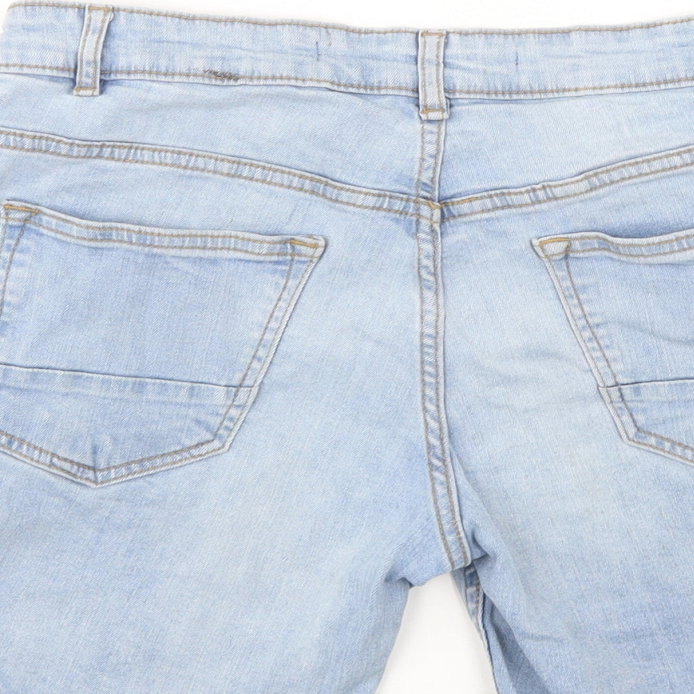 Brave Soul Mens Blue  Cotton Bermuda Shorts Size S L8 in Regular Button