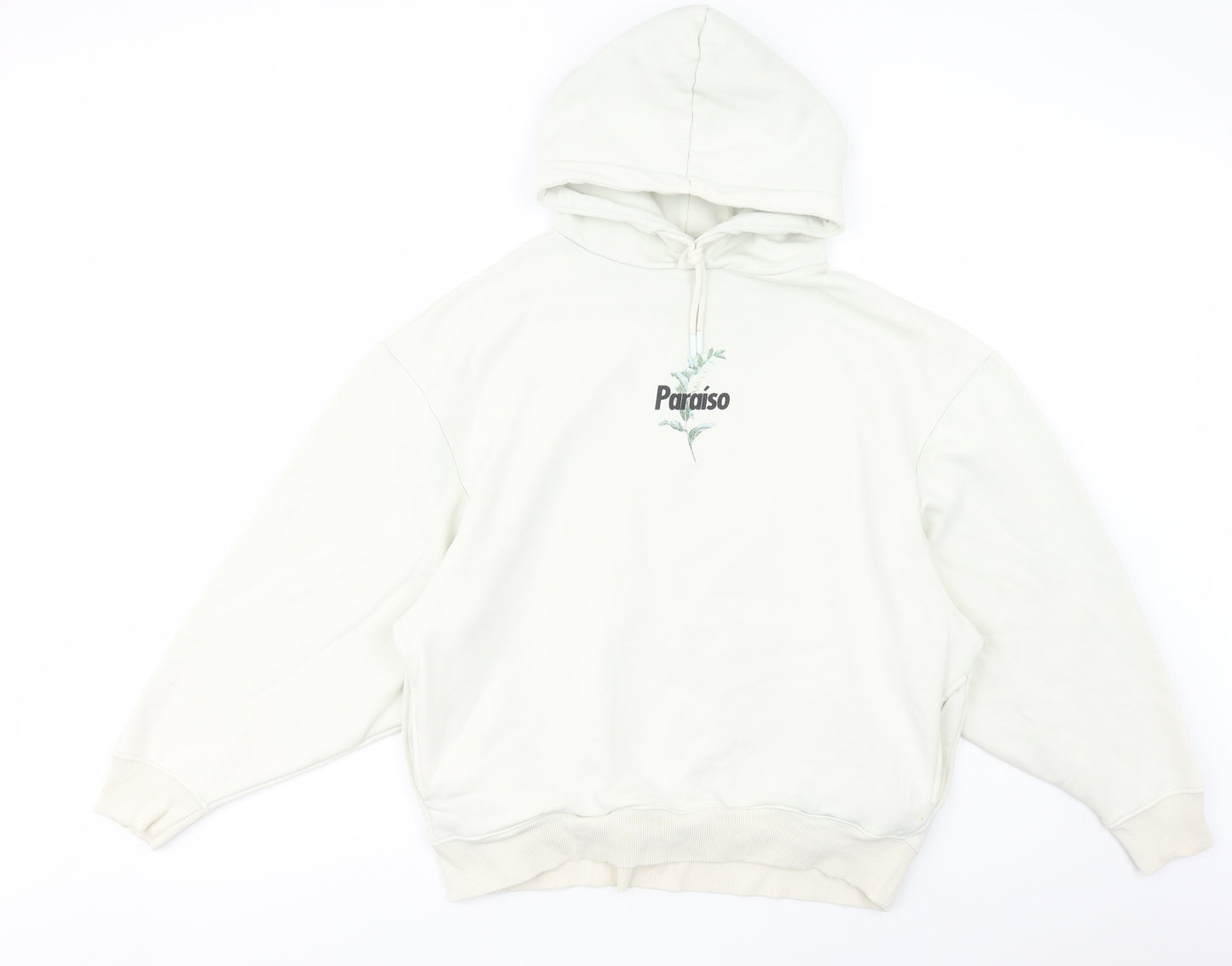 River Island Mens Beige  Cotton Pullover Hoodie Size M