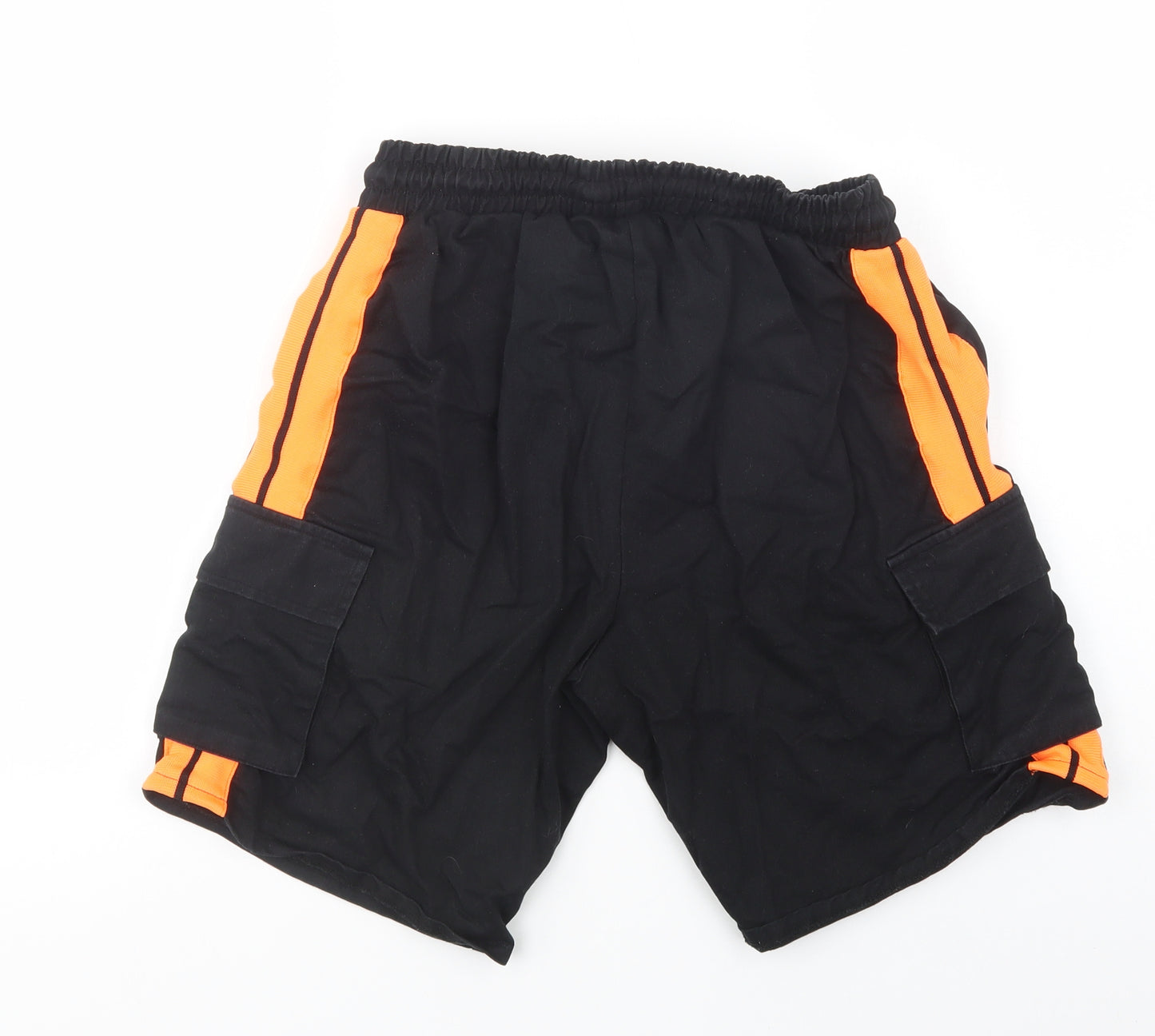 Boohoo Man Mens Black  Cotton Cargo Shorts Size M L9 in Regular Drawstring