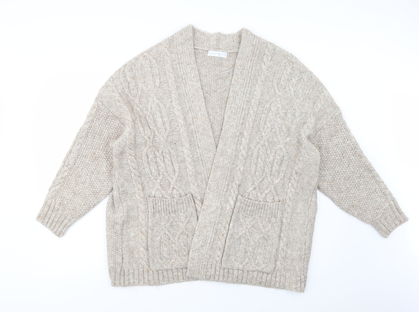 Primark Womens Beige V-Neck  Acrylic Cardigan Jumper Size XL