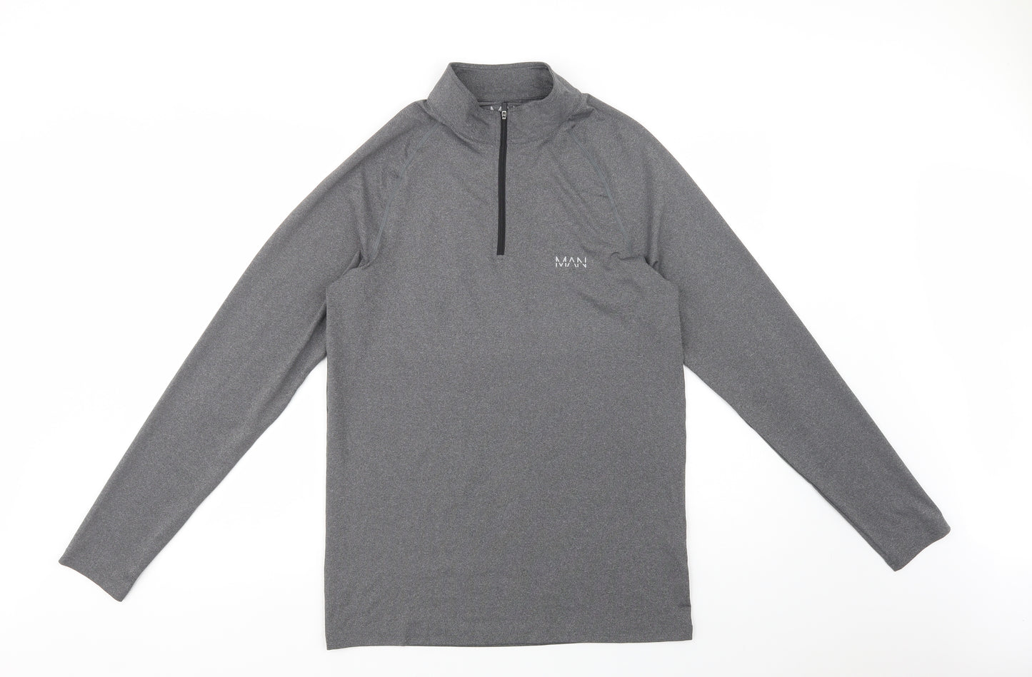 Boohoo Man Mens Grey  Polyester Henley Sweatshirt Size M