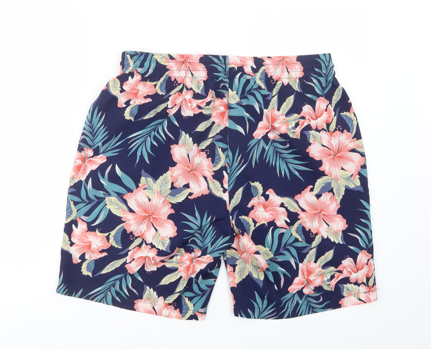 SheIn Mens Blue Floral Polyester Bermuda Shorts Size M L8 in Regular Drawstring