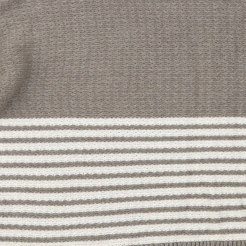 Fat Face Womens Brown Crew Neck Striped Cotton Pullover Jumper Size 14   - Lace Detail