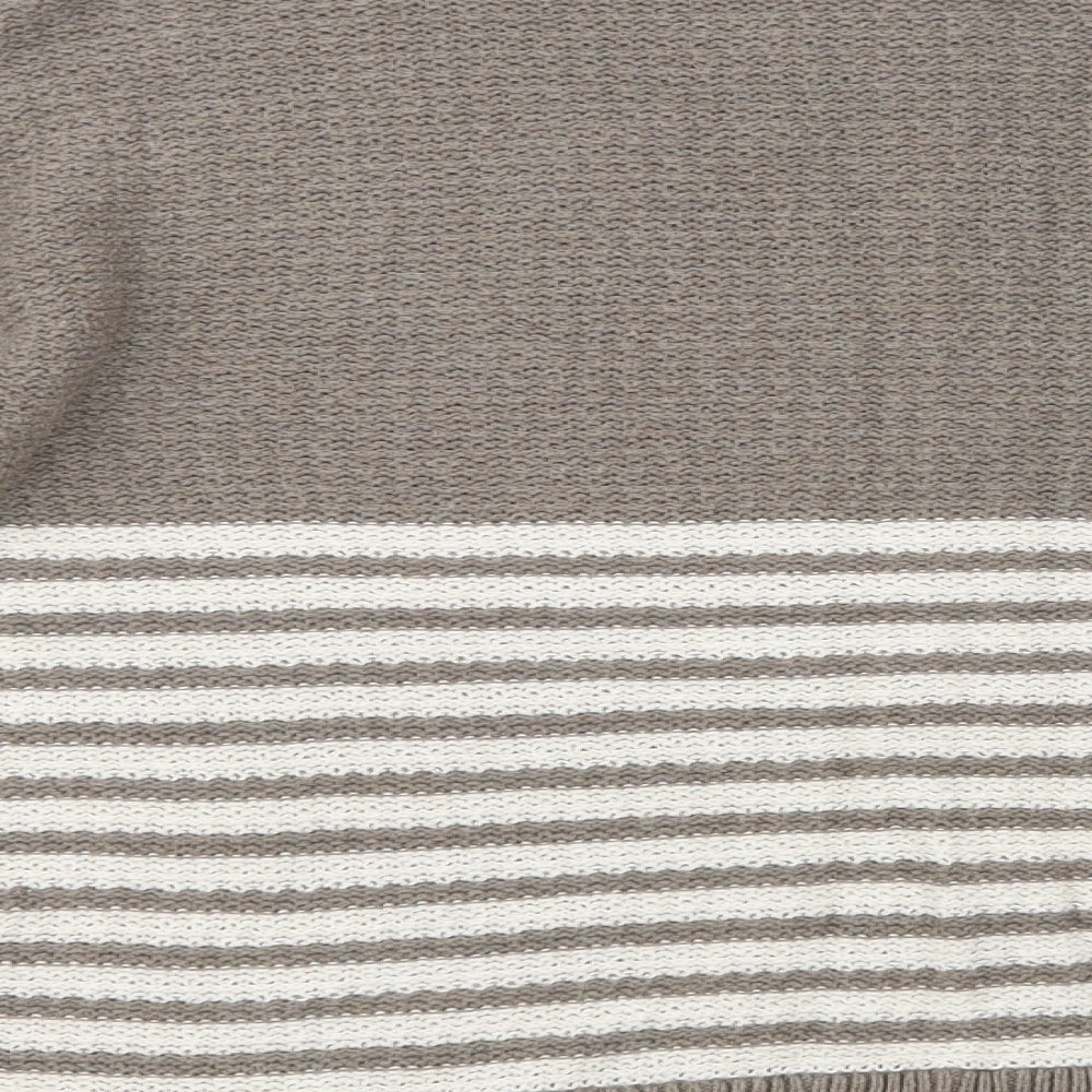 Fat Face Womens Brown Crew Neck Striped Cotton Pullover Jumper Size 14   - Lace Detail
