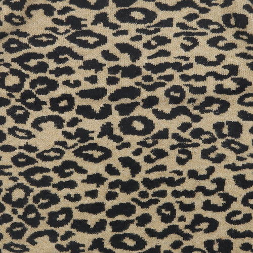 Introspect Womens Beige Crew Neck Animal Print Acrylic Pullover Jumper Size M