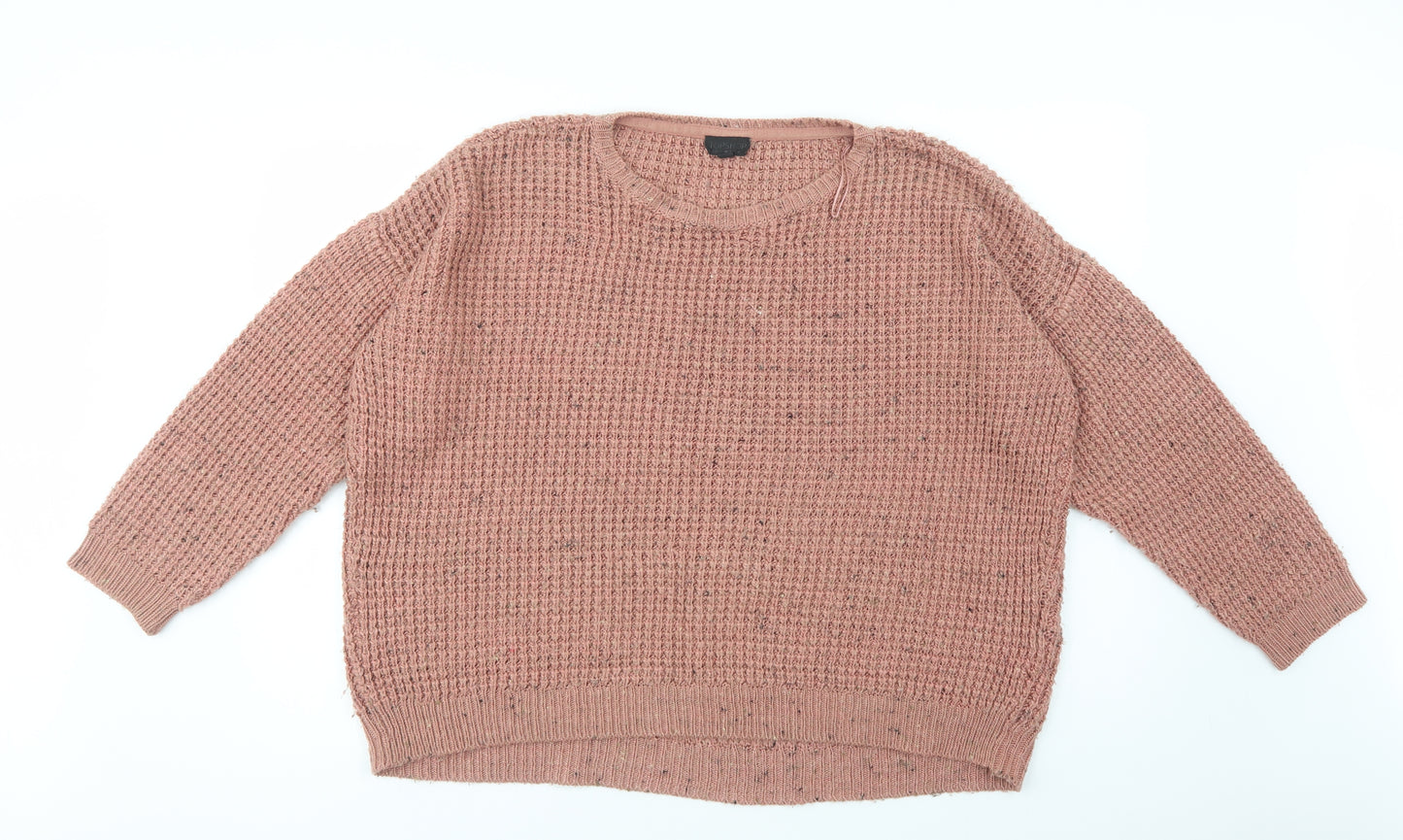 Topshop Womens Pink Crew Neck  Acrylic Henley Jumper Size 14