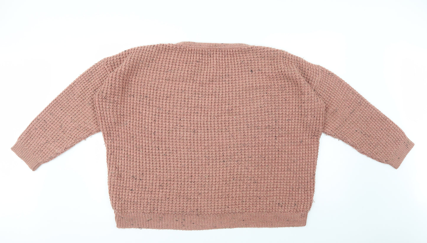 Topshop Womens Pink Crew Neck  Acrylic Henley Jumper Size 14