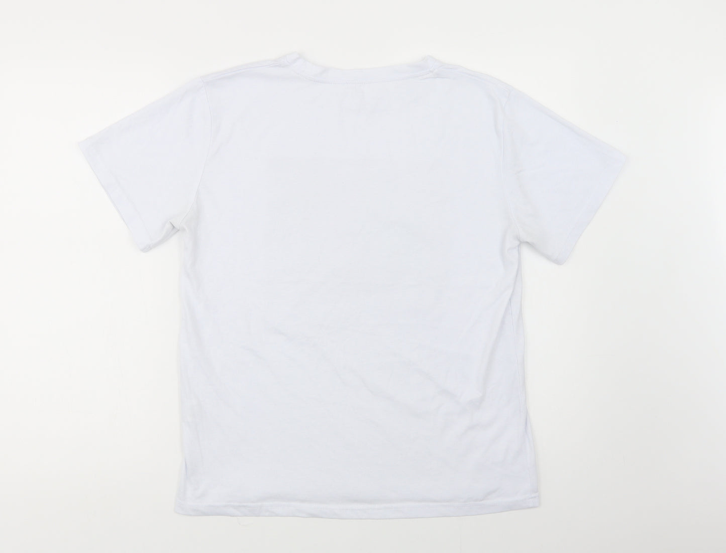 SheIn Womens White  Polyester Basic T-Shirt Size L Crew Neck - Alien