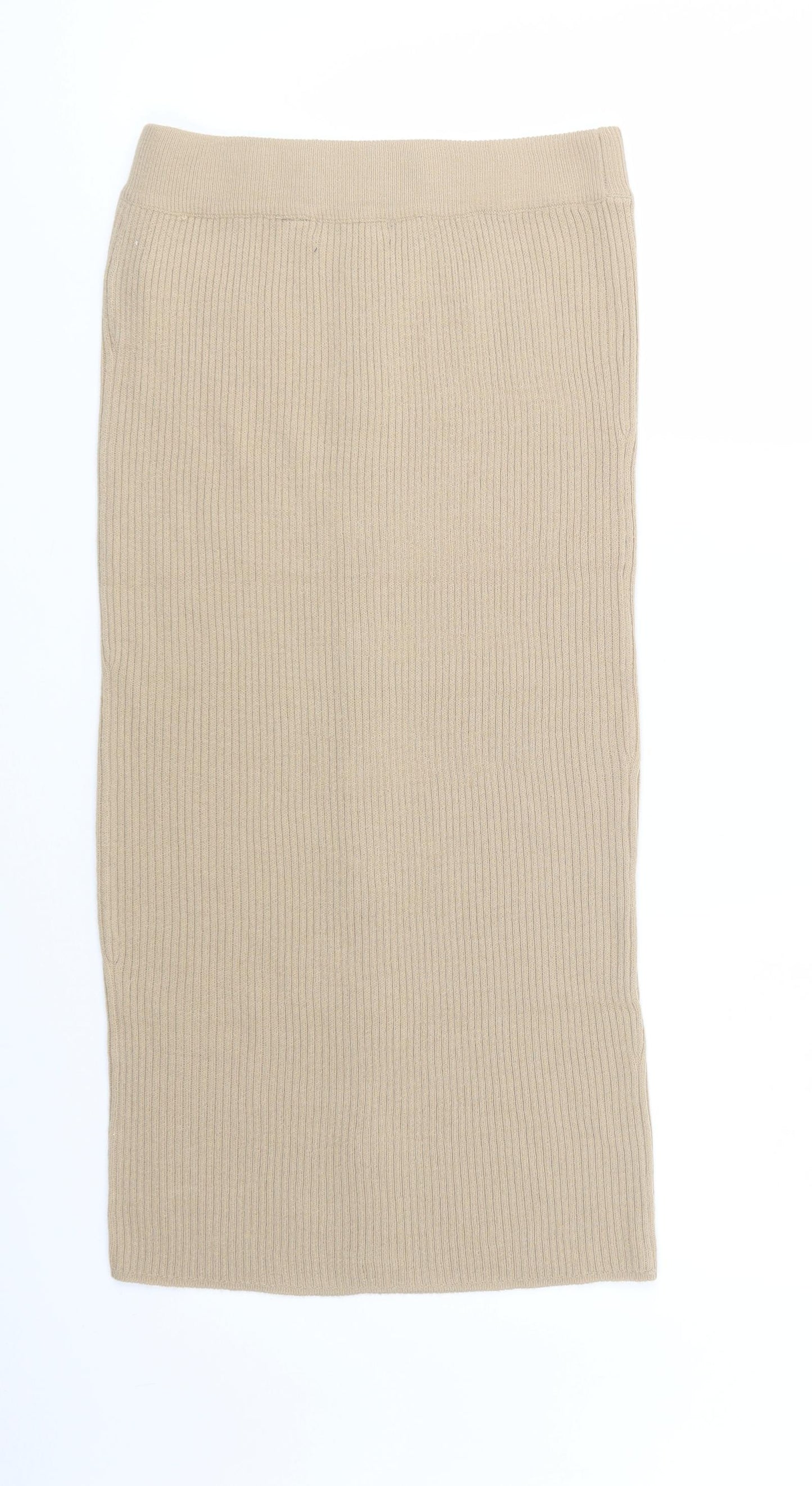 Brave Soul Womens Beige  Acrylic Straight & Pencil Skirt Size S   Hook & Eye