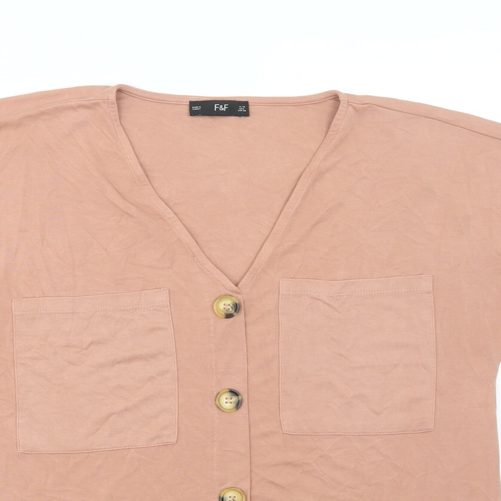 F&F Womens Beige  Modal Basic Blouse Size 10 V-Neck