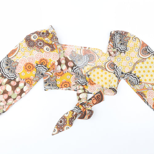 SheIn Womens Multicoloured Paisley Polyester Cropped Blouse Size XS V-Neck