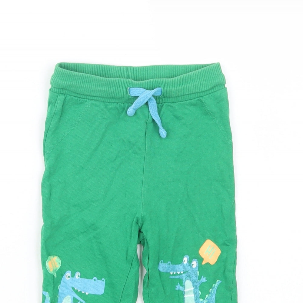 Pep & Co Baby Green  Cotton Jogger Trousers Size 18-24 Months  Drawstring - Crocodile