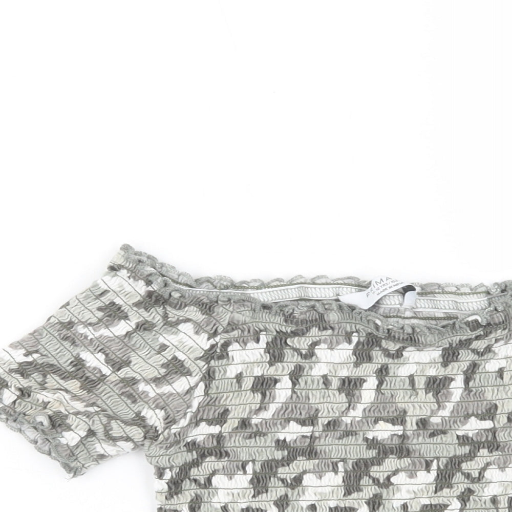 Primark Girls Green Camouflage Polyester Cropped Blouse Size 11-12 Years Off the Shoulder Pullover