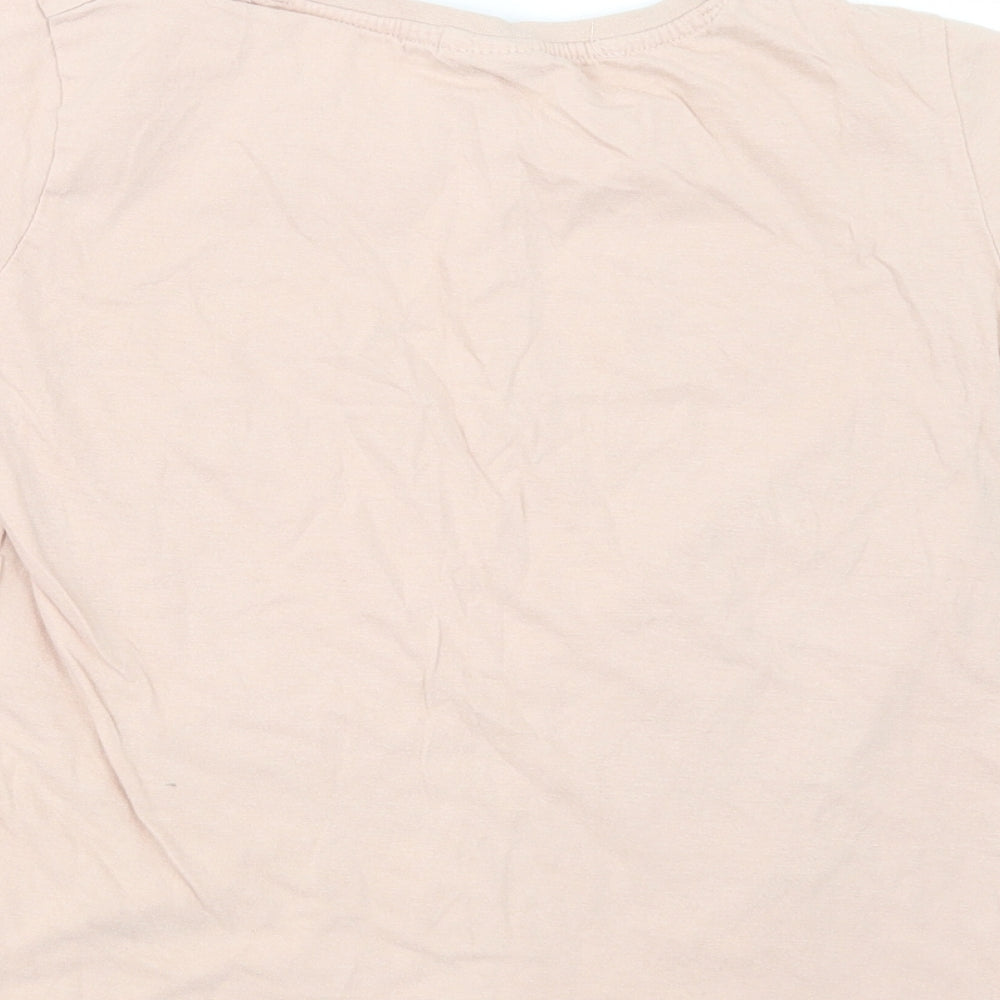 Pep & Co Girls Beige  Cotton Basic T-Shirt Size 9-10 Years Crew Neck Pullover - Tinkerbell