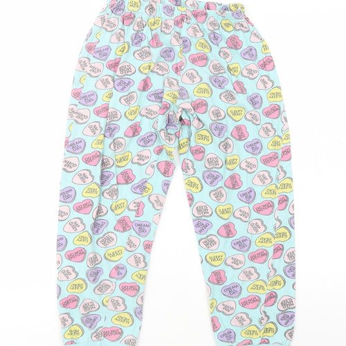 hullabaloo Girls Blue Geometric Cotton  Pyjama Pants Size 11-12 Years   - Heart Print