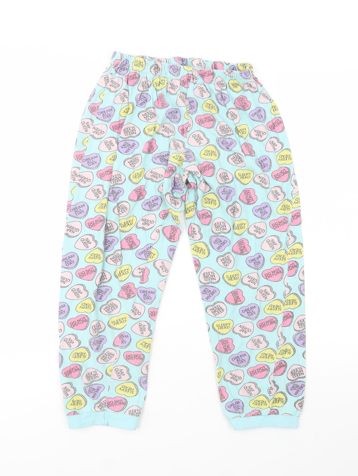 hullabaloo Girls Blue Geometric Cotton  Pyjama Pants Size 11-12 Years   - Heart Print