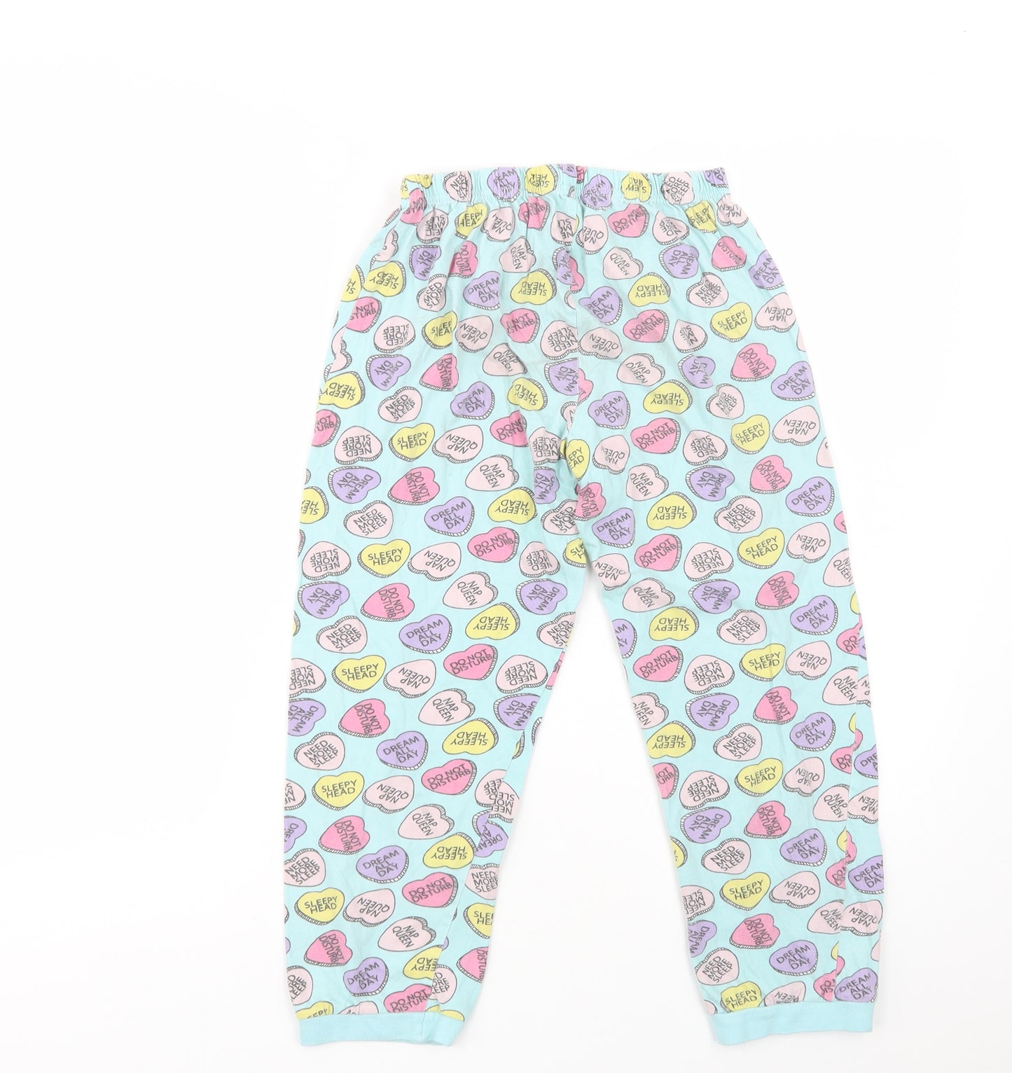 hullabaloo Girls Blue Geometric Cotton  Pyjama Pants Size 11-12 Years   - Heart Print