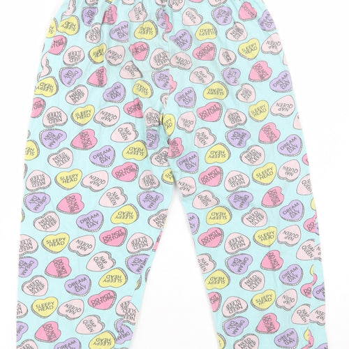 hullabaloo Girls Blue Geometric Cotton  Pyjama Pants Size 11-12 Years   - Heart Print