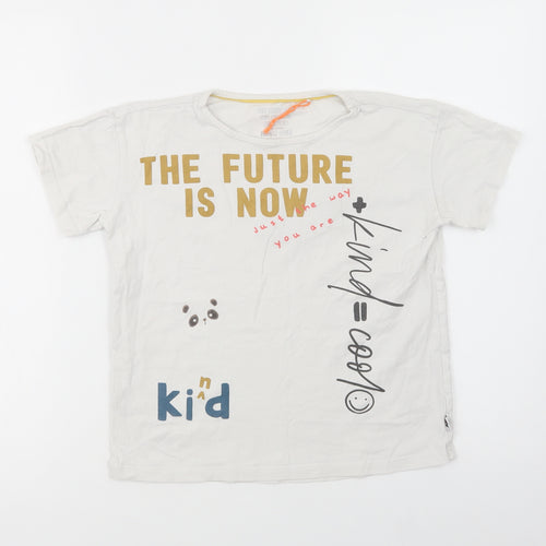 George Girls White  Cotton Basic T-Shirt Size 9-10 Years Crew Neck Pullover - The Future Is Now