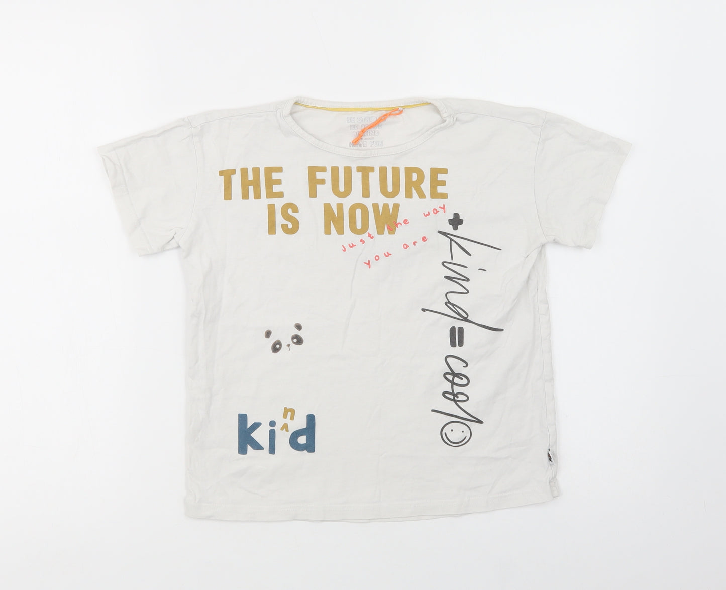 George Girls White  Cotton Basic T-Shirt Size 9-10 Years Crew Neck Pullover - The Future Is Now