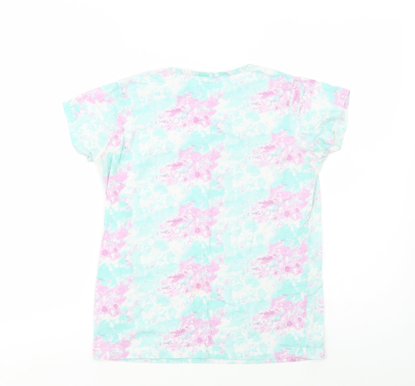 Jeff & Co Girls Multicoloured Batik Cotton Basic T-Shirt Size 11-12 Years Crew Neck Pullover - Beautiful Dream