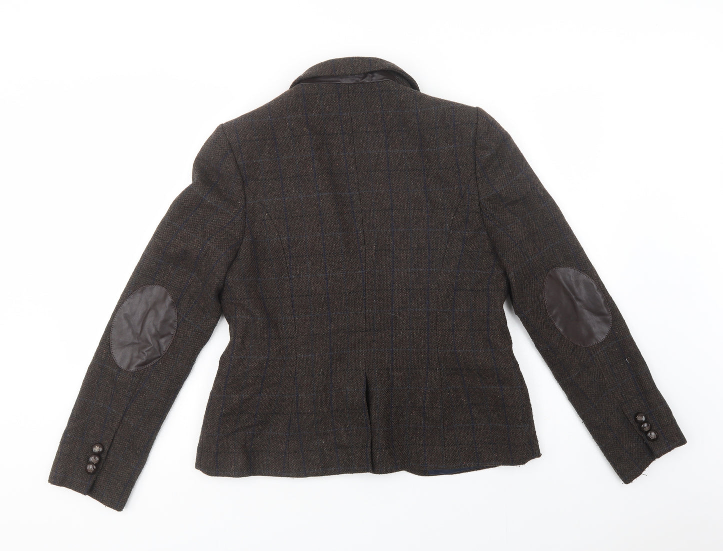 TU Womens Brown Plaid  Jacket Blazer Size 14  Button