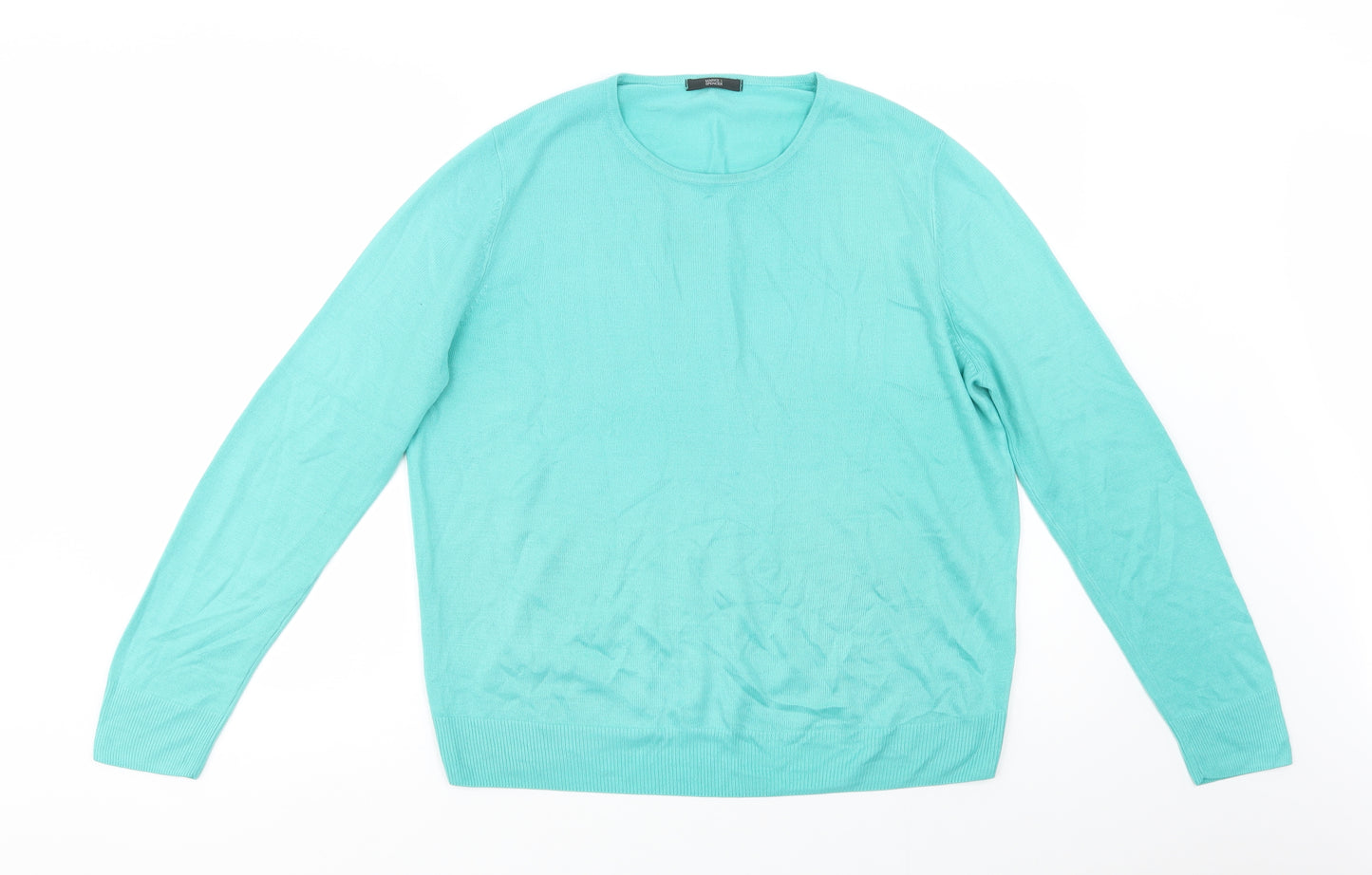 Marks and Spencer Womens Green Crew Neck  Acrylic Pullover Jumper Size 14