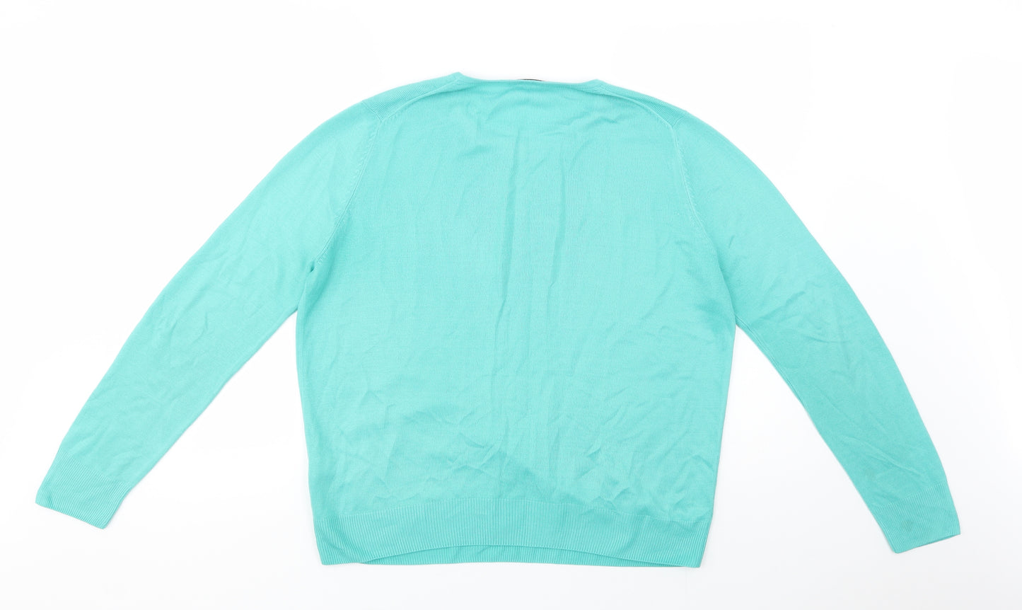 Marks and Spencer Womens Green Crew Neck  Acrylic Pullover Jumper Size 14
