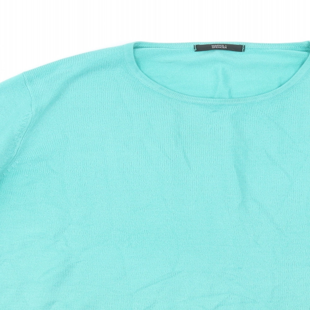 Marks and Spencer Womens Green Crew Neck  Acrylic Pullover Jumper Size 14