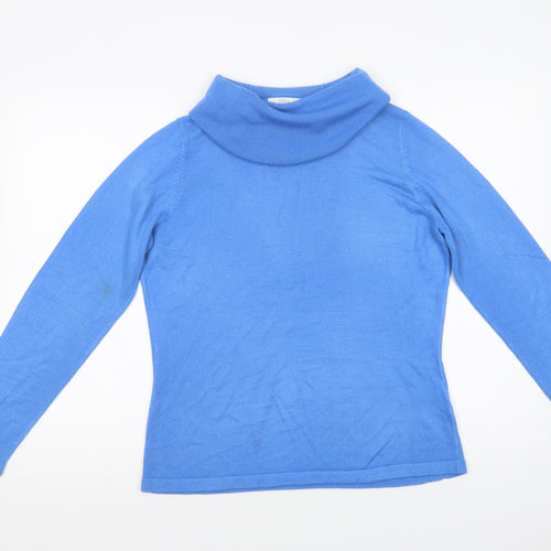 Marks and Spencer Womens Blue Roll Neck  Acrylic Pullover Jumper Size 14