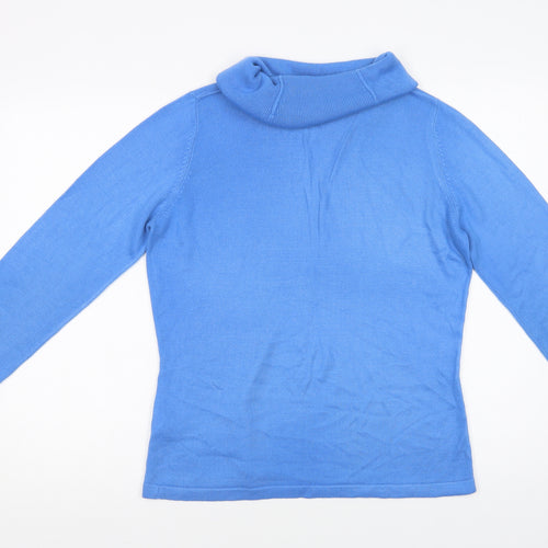 Marks and Spencer Womens Blue Roll Neck  Acrylic Pullover Jumper Size 14
