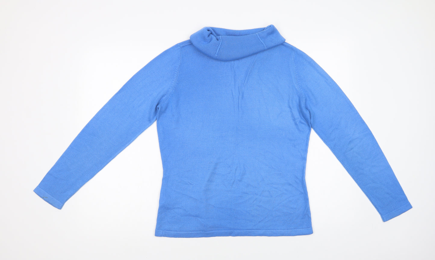 Marks and Spencer Womens Blue Roll Neck  Acrylic Pullover Jumper Size 14