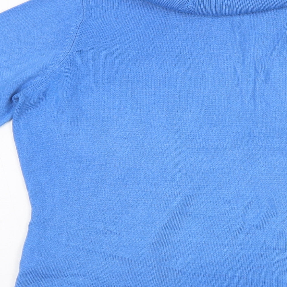 Marks and Spencer Womens Blue Roll Neck  Acrylic Pullover Jumper Size 14