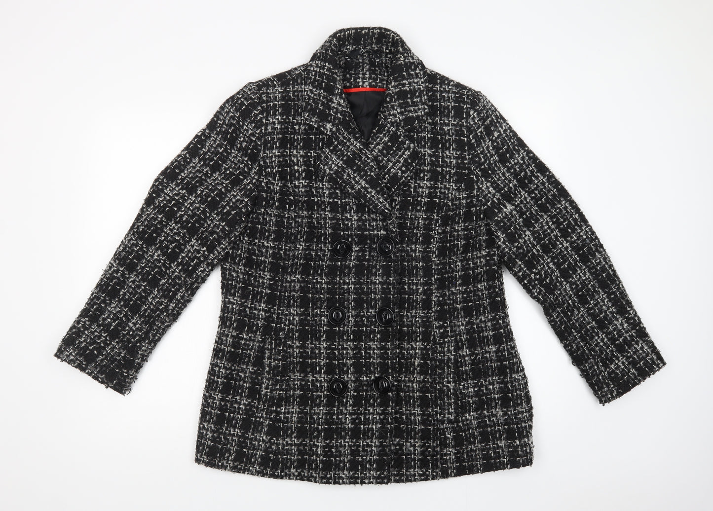 Bonmarché Womens Black Check  Jacket Blazer Size 14  Button