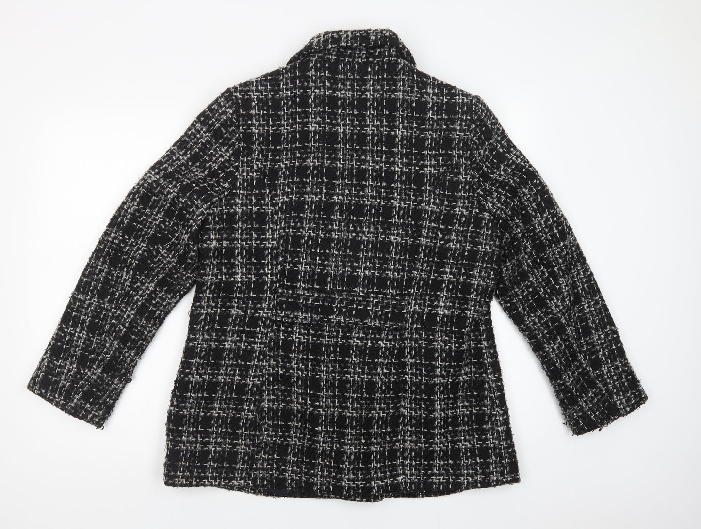 Bonmarché Womens Black Check  Jacket Blazer Size 14  Button