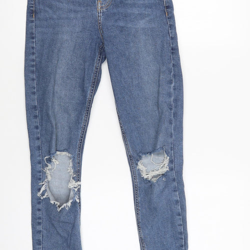 Topshoop Womens Blue  Cotton Skinny Jeans Size 26 L32 in Regular Button
