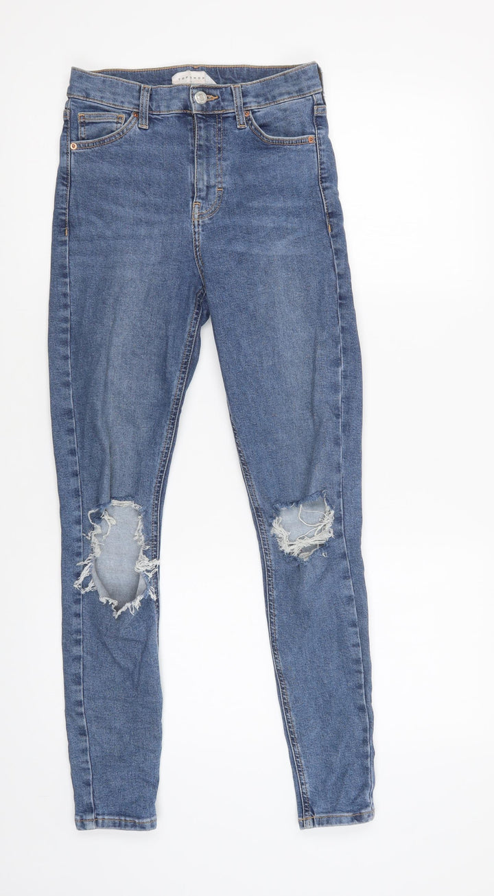 Topshoop Womens Blue  Cotton Skinny Jeans Size 26 L32 in Regular Button