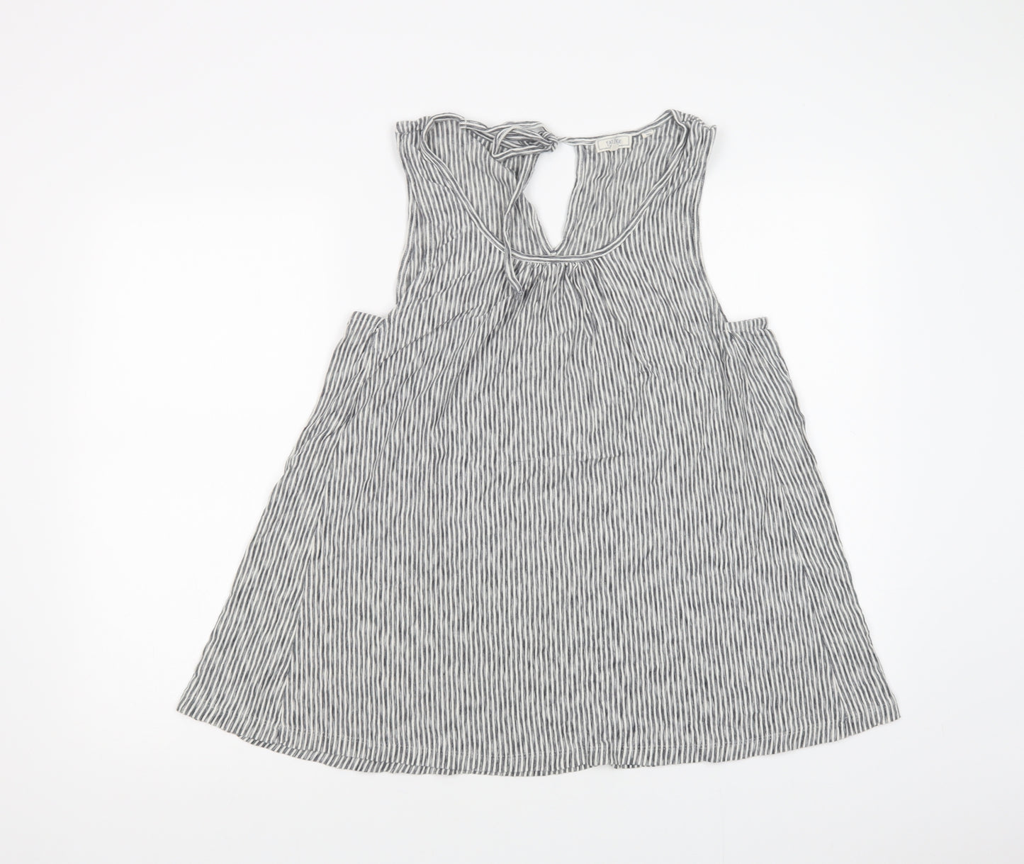 Fat Face Womens Grey Striped Cotton Basic Tank Size 16 Scoop Neck