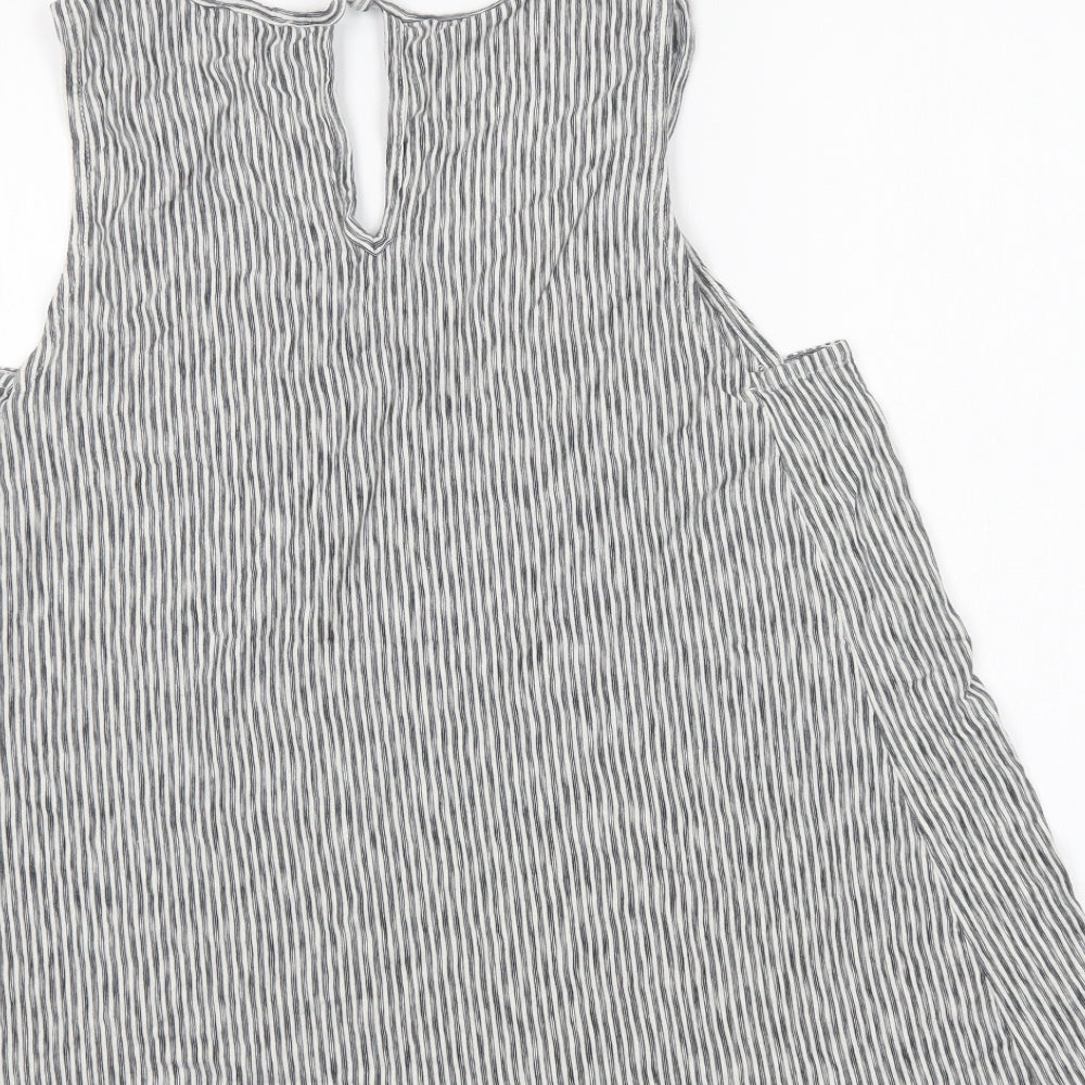 Fat Face Womens Grey Striped Cotton Basic Tank Size 16 Scoop Neck