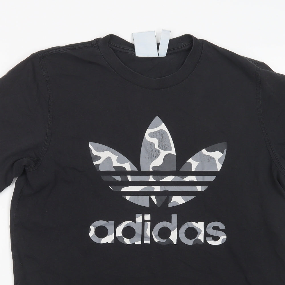 adidas Mens Black  Cotton  T-Shirt Size M Crew Neck