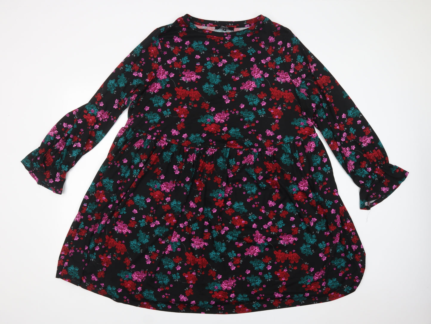 Simply Be Womens Black Floral Polyester Fit & Flare  Size 24  Crew Neck Pullover