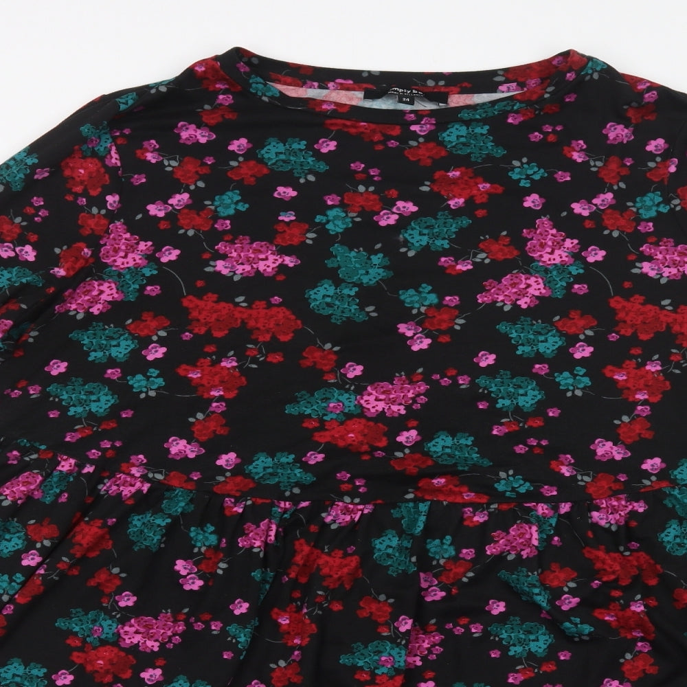 Simply Be Womens Black Floral Polyester Fit & Flare  Size 24  Crew Neck Pullover